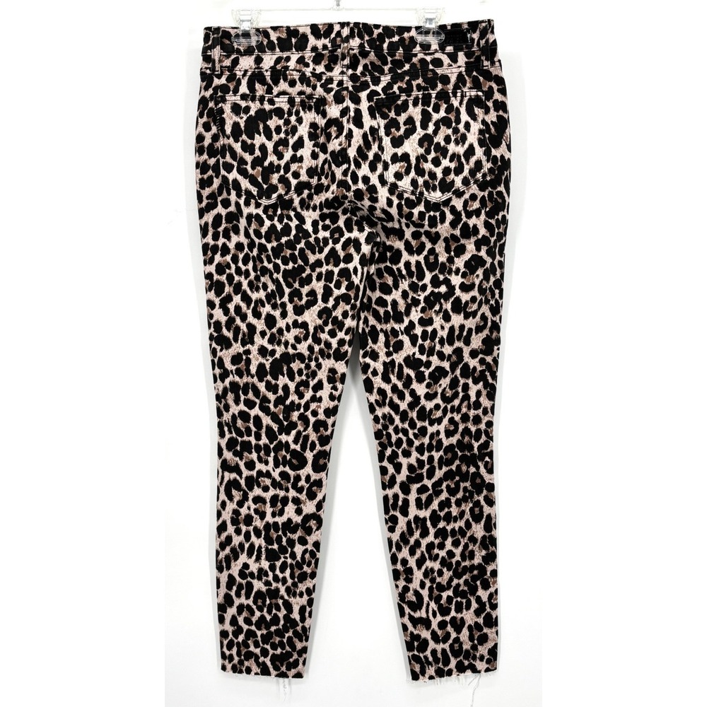 PAIGE Hoxton Ankle Jeans Size 30 Leopard Print High Rise Raw Hem NWT - Picture 3 of 9